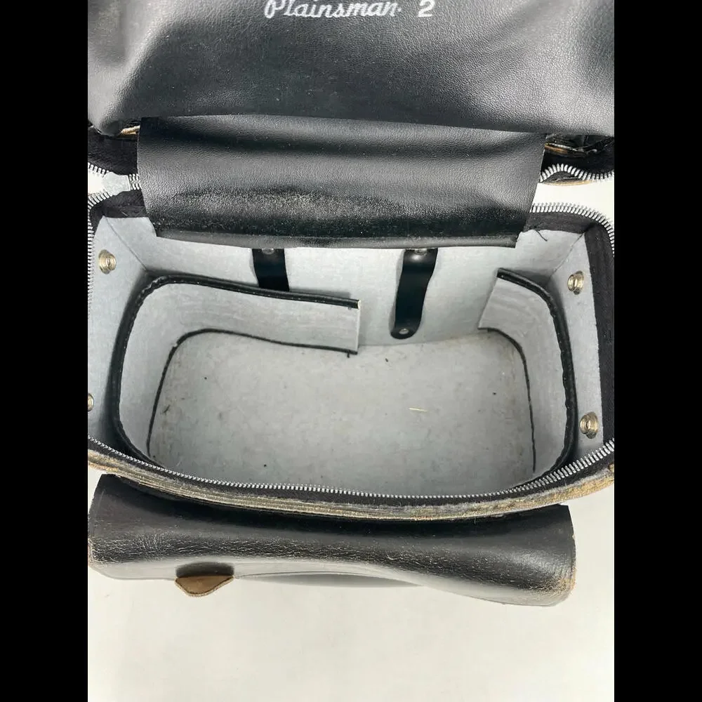 Vintage Plainsman 2 Black Hard Camera Tote Bag Case USA Cowhide